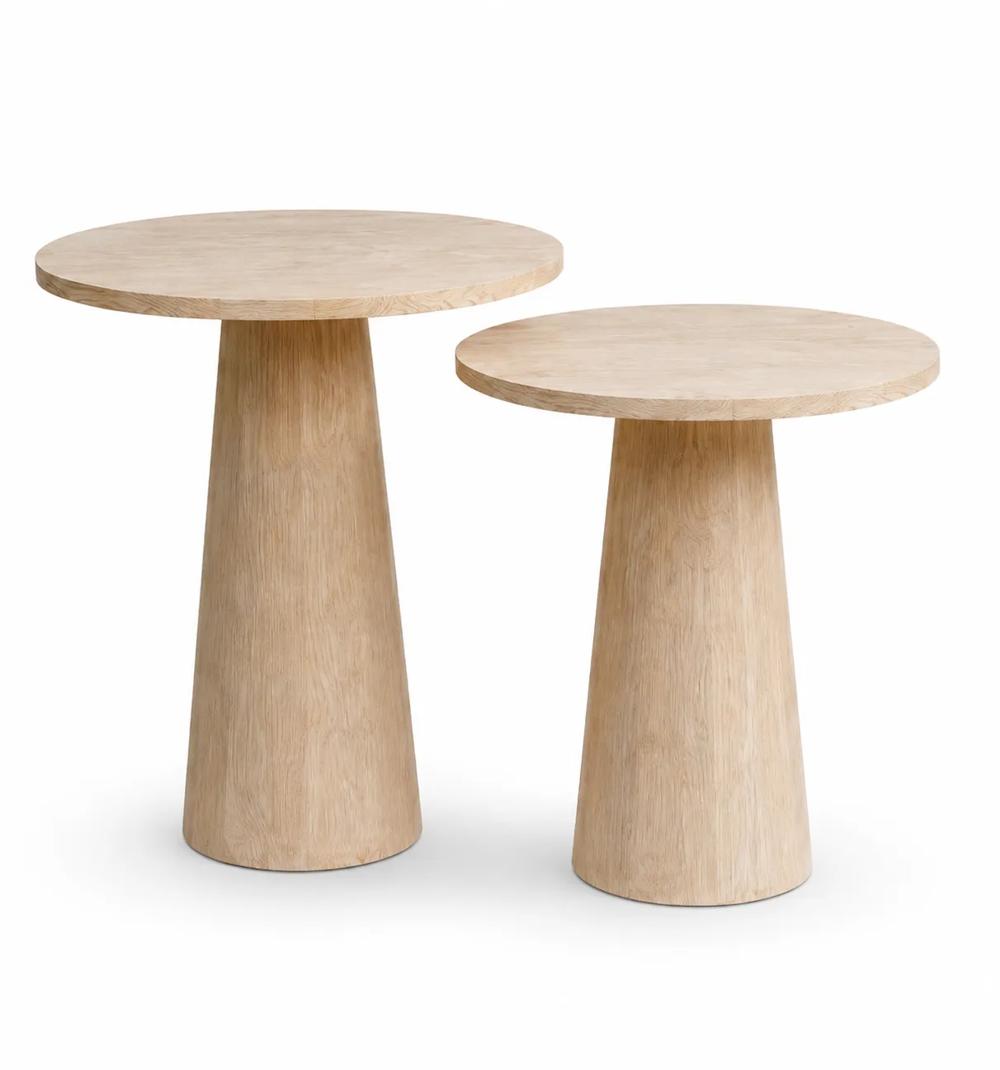 TABLE DUO D'APPOINT TRAVIA NEST — Pierre & Travertin fabriqué à Marrakech par CREA JIT
