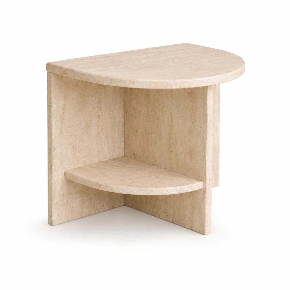 TABLE D'APPOINT ARCO — Pierre & Travertin fabriqué à Marrakech par CREA JIT